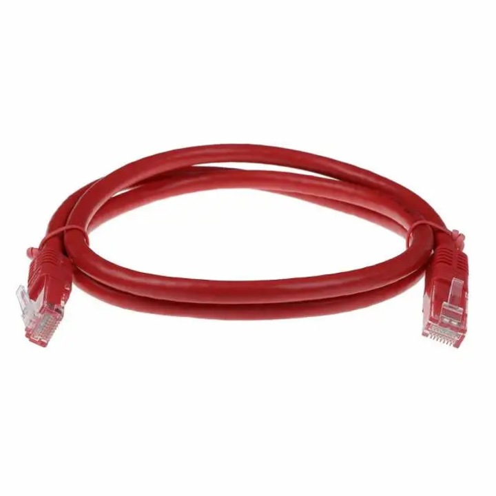 Cablu de retea patch ACT U/UTP, CAT 6, RJ-45 - RJ-45, 3 m, Conductori cupru, Rosu