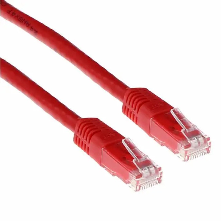 Cablu de retea patch ACT U/UTP, CAT 6, RJ-45 - RJ-45, 1 m, Conductori cupru, Rosu