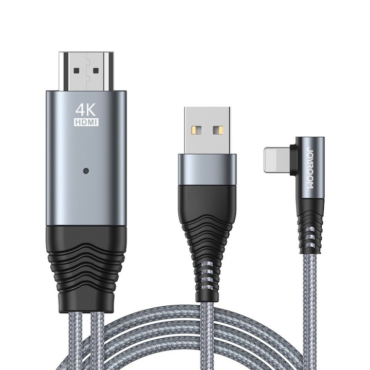 Cablu adaptor Lightning Tata/HDMI Tata, Joyroom, 4K, 60Hz, Gri