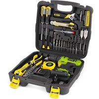 Kit masina de gaurit si unelte, Fieldmann, FDV 10205-51AR, Baterie 12V / 2× 1300 mAh, 1350 rpm, Verde/Negru