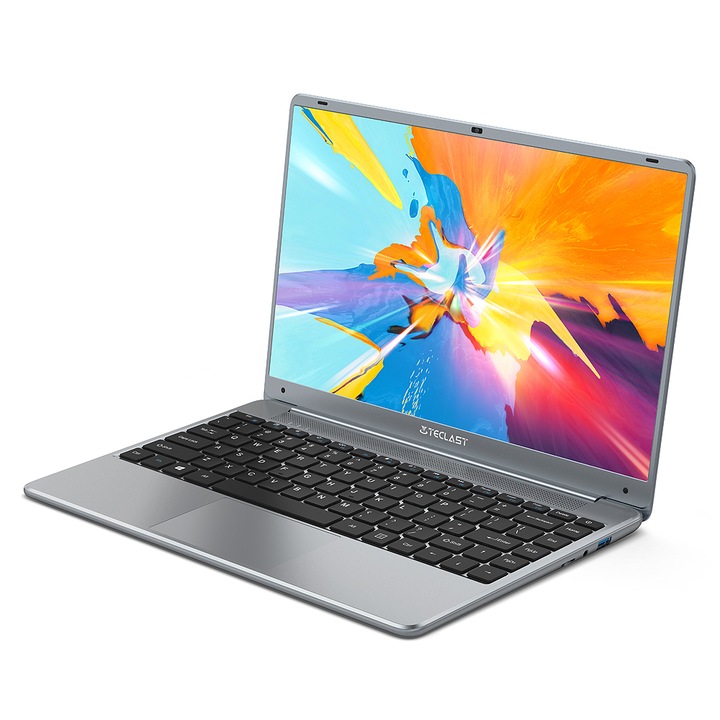 Laptop F7 Plus, Teclast, 14,1 inchi, Intel N4120 Quad-Core, 2,6 GHz, 8 GB RAM LPDDR4, 256 GB SSD, 46 W Baterry, mare Carcase metalice, Notebook complet, Gri