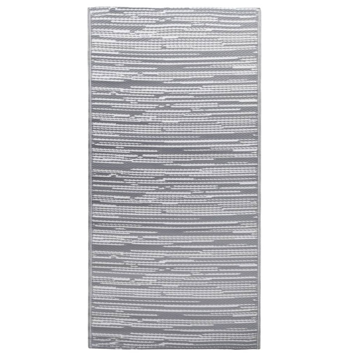 vidaXL szürke absztrakt csíkos PP kültéri szőnyeg 120 x 180 cm