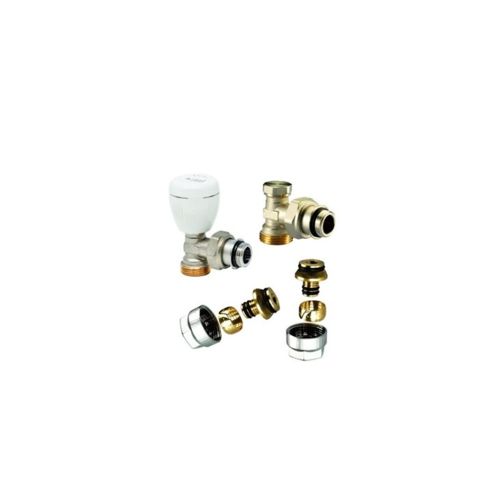 Set robineti radiator coltari, tur-retur R1/2-Rp1/2