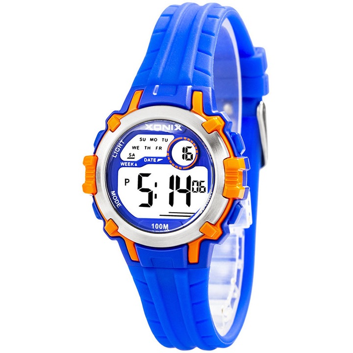 Ceas digital copii Xonix, Albastru, data, cronometru, timer, alarma, iluminare de fundal