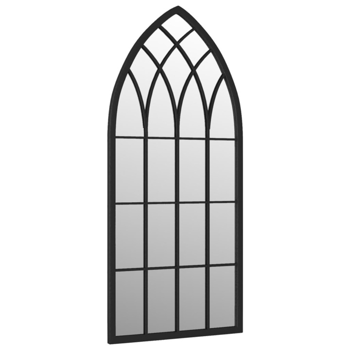 Oglinda de gradina vidaXL, negru, 100x45 cm, fier uz exterior