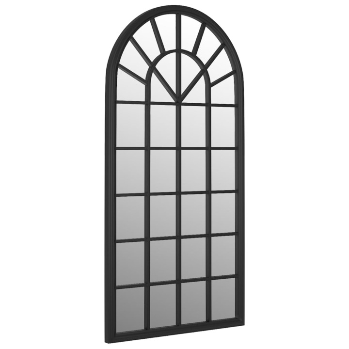 Oglinda de gradina vidaXL, negru, 90x45 cm, fier pentru uz exterior