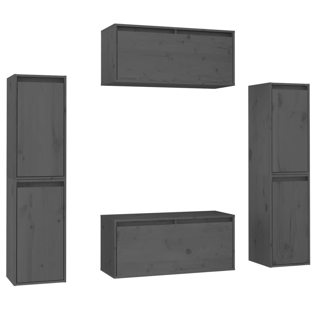 Set 6 dulapuri, Lemn masiv, Gri - eMAG.ro