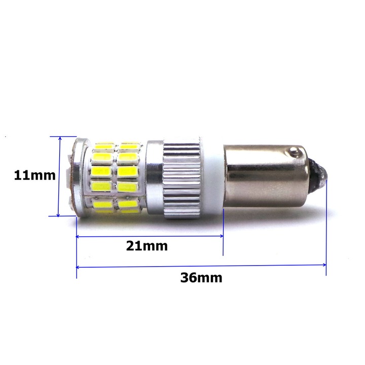Set 2 becuri LED auto motoLEDy, BAY9S, H21W, 12-24V, 700lm CANBUS, Alb