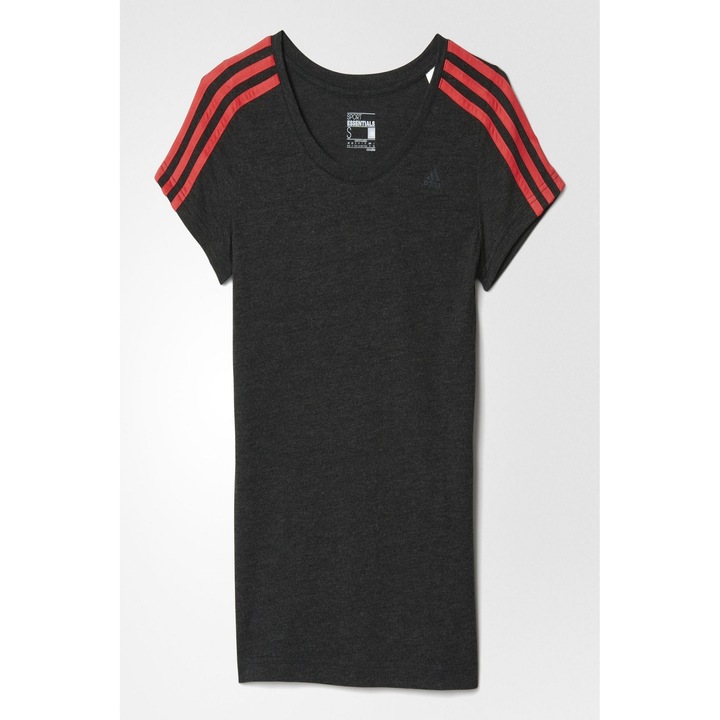 Tricou dama gri inchis cu dungi roz, Adidas ay4789, marime XS