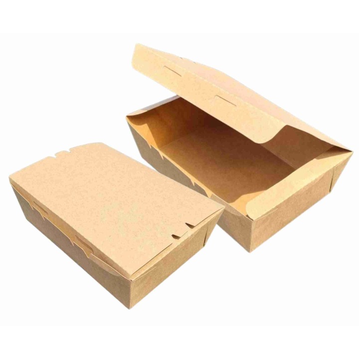 Set 50 Cutii de Carton Kraft pentru Meniu 1000ml