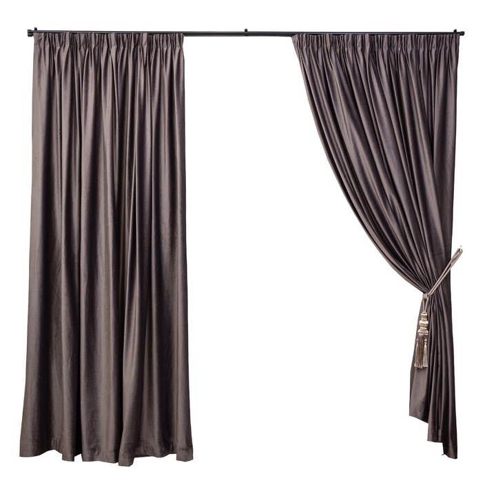 Комплект 2 Завеси Hiko Comfy, Кадифе Deep Taupe 200Lx245H См, Завеси Blackout 90% От Плътно Кадифе, Елегантни За Всекидневна, Спалня И Хотел, Топло- И Звукоизолация, Модерен Декор, Лесен Монтаж, Премиум Дизайн, Плисирана Лента Creion 6.5см