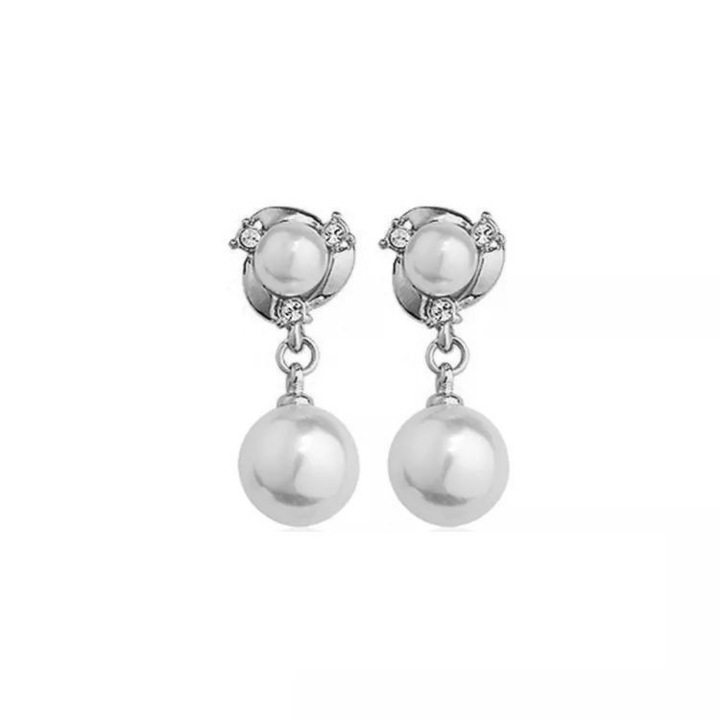 Női ezüst fülbevaló gyöngyökkel, Queen of Simplicity