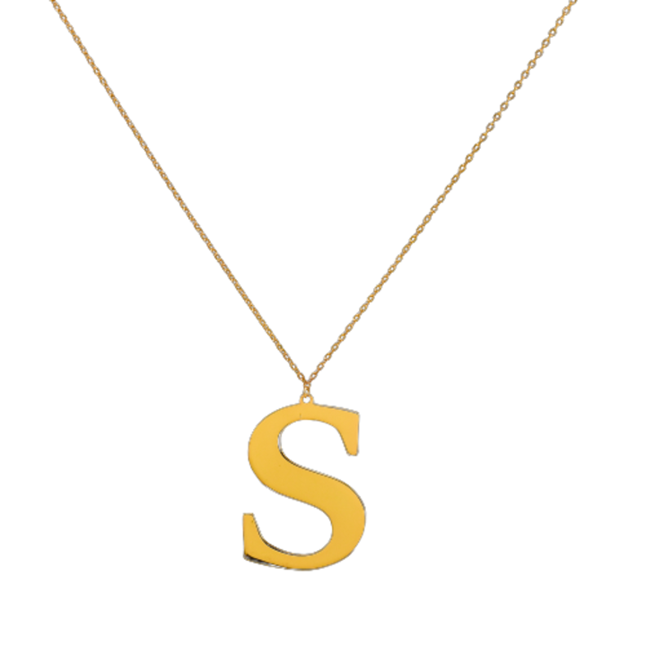 Lantisor dama din argint, placat cu aur 18 K, pandantiv litera ”S”, 48 cm