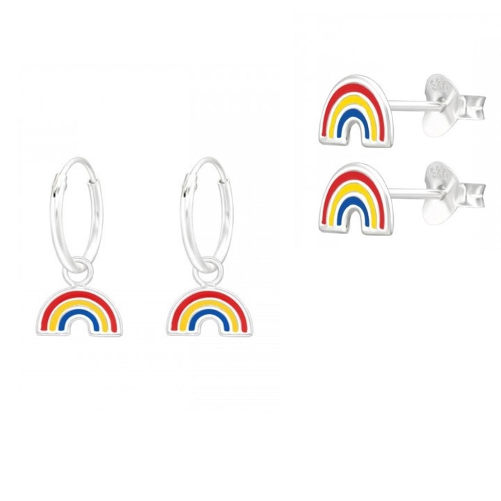 Set Cercei pentru Mama si Fiica, Rainbow All The Way, argint 925, cutie bijuterii, Boutique 23, argintiu