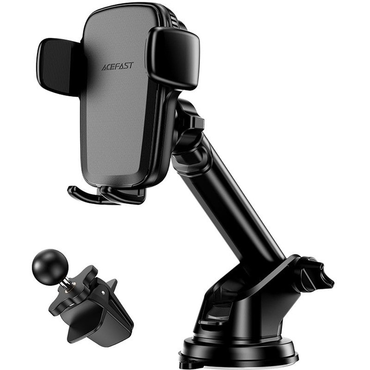 Incarcator wireless cu suport pentru telefon, AceFast, Negru