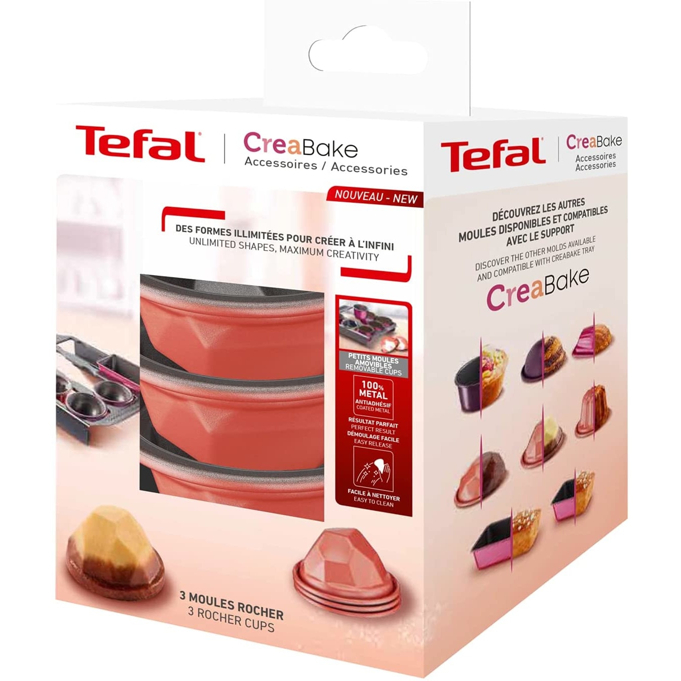 Tefal Creabake 3 moules à mini-cakes 83 x 65cm Revêtement