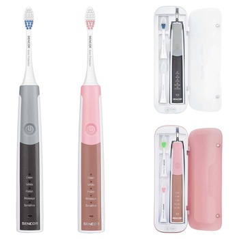 Set periuta de dinti sonica, SENCOR, SOC 2271SR, Negru/Roz