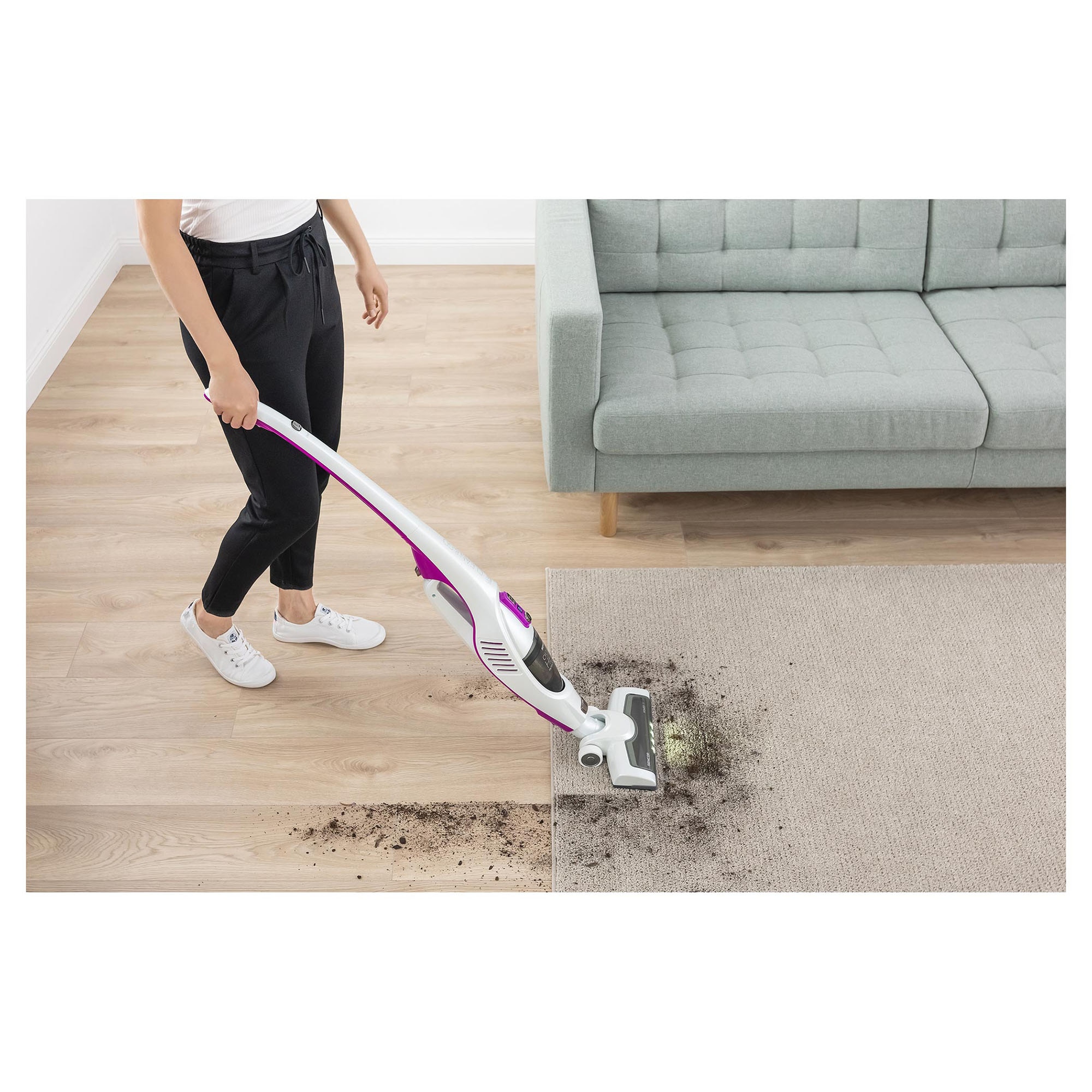 Aspirator vertical, Sencor, SVC 7814VT 2in1, Alb/Violet