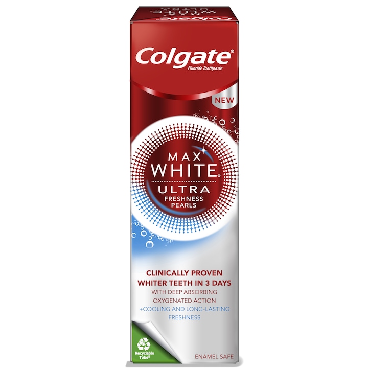 Паста за зъби Colgate Max White Ultra Freshness Pearls, За избелване, 50 мл