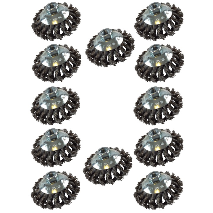 12 db kúpos kefe készlet, M14 furattal, acélhuzal Ø0,40, átmérő 100 mm, Peromex, 127100TC14x12