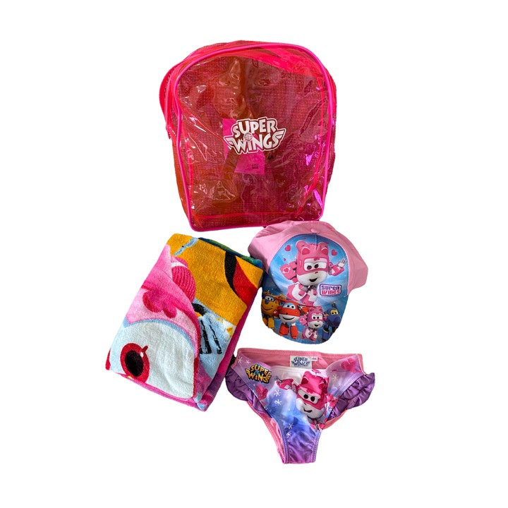 Set 4 accesorii pentru plaja SuperWings, Roz