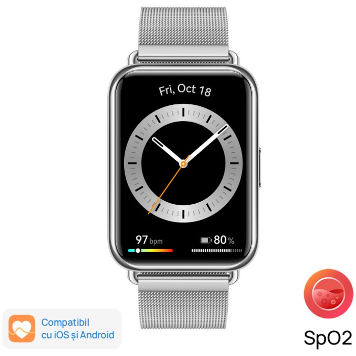 Smartwatch Huawei Watch Fit 2 Silver Frost Milanese Strap