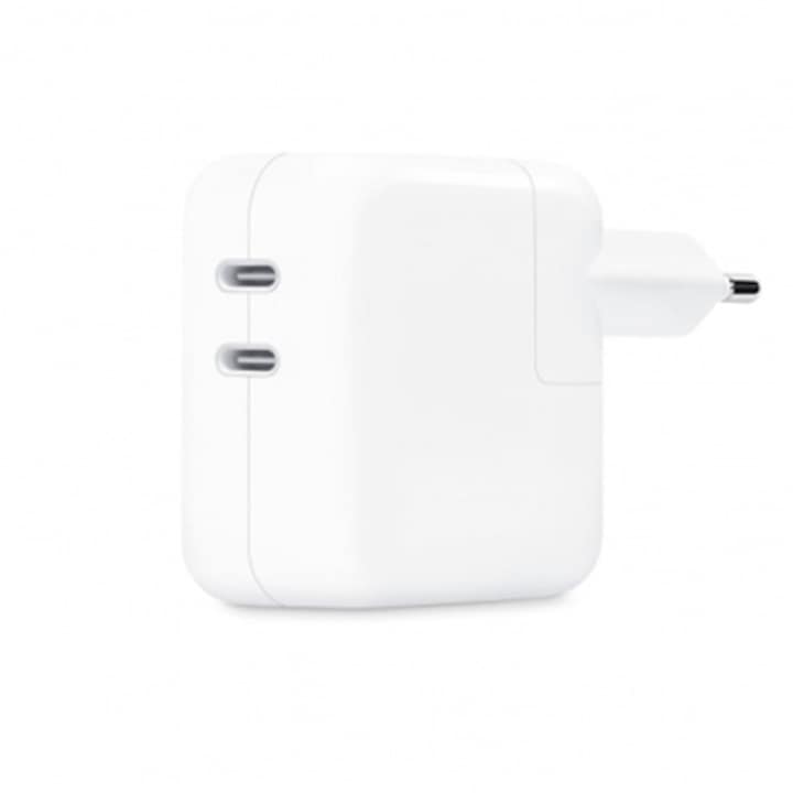 Зарядно устройство Apple Power Adapter, Dual USB-C, 35W, White