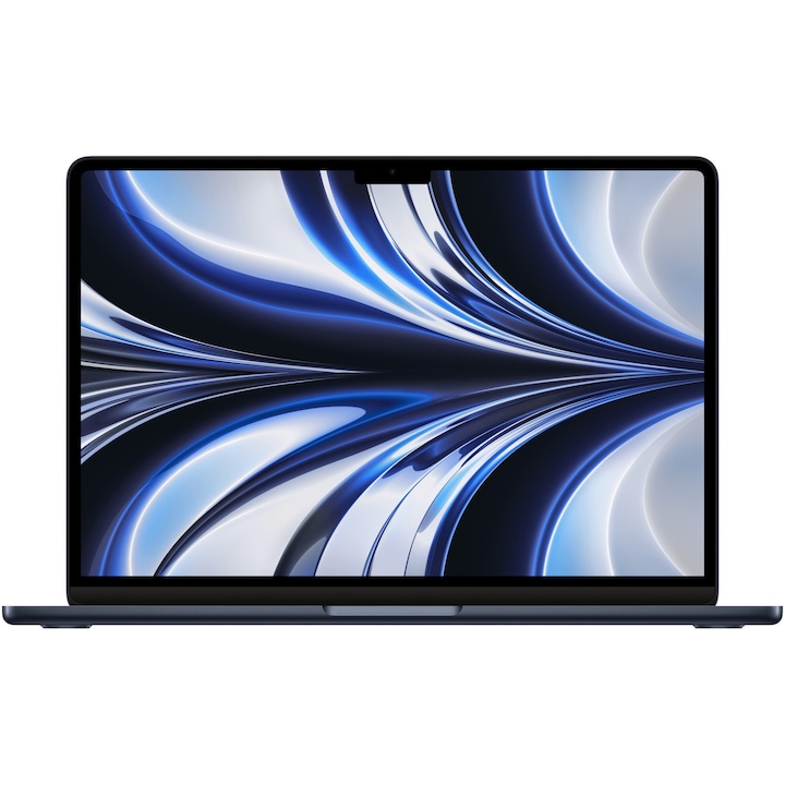 Laptop Apple MacBook Air 13-inch, cu procesor Apple M2, 8 nuclee CPU si 10 nuclee GPU, 8GB, 512GB, Midnight, Layout RO
