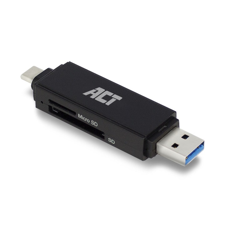 ACT AC6375 USB-C/USB-A kártyaolvasó SD/micro SD kártyákhoz