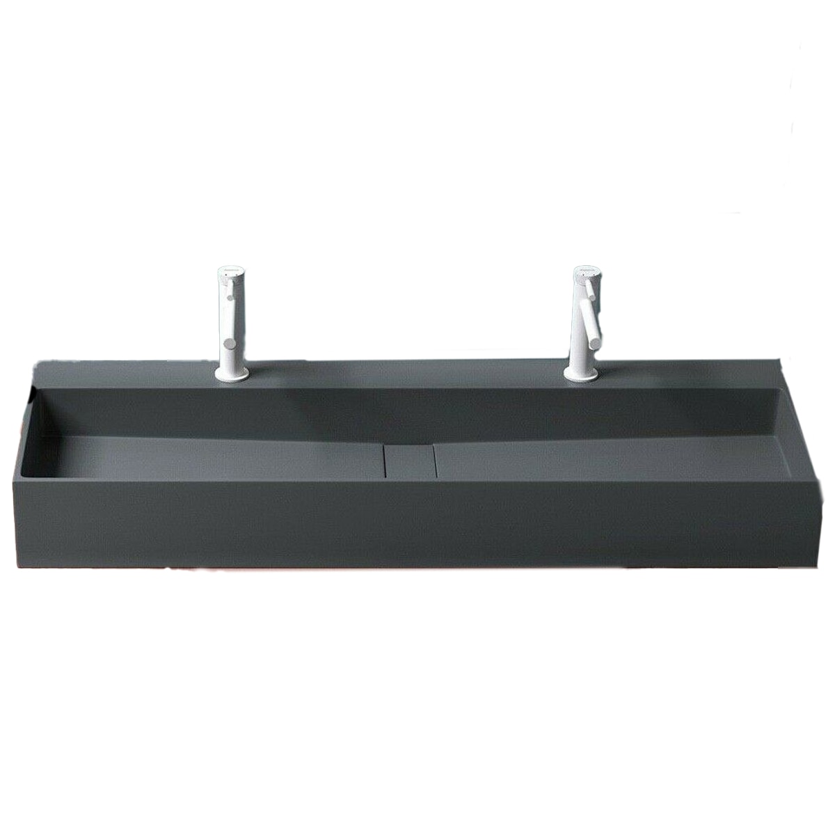 Lavoar dublu EGO 6028, scurgere ascunsa, Antracit Mat, compozit marmura, montaj suspendat sau pe blat, 120x40 cm