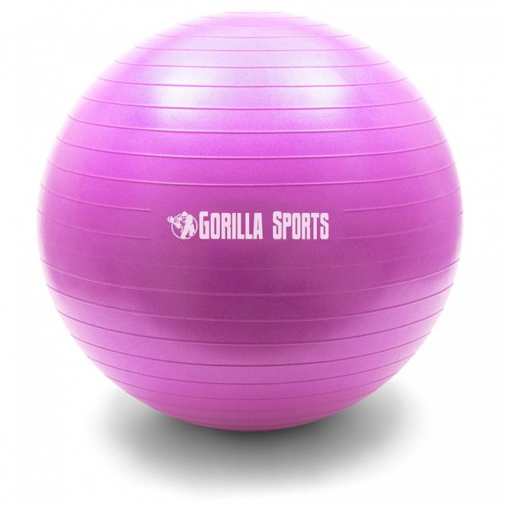 Minge fitness/yoga/pilates, Gorilla Sports, 75 cm, cu pompa, Violet Mat