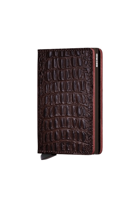 Portofel din piele naturala, Secrid Slimwallet, Nile, Protectie RFID, 6,8 x 10,2 x 1.6 cm, Maro