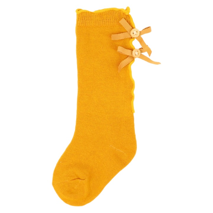 Дълги чорапи за момиче, 95% памук, панделки, NO2986, 2-3 години, жълто