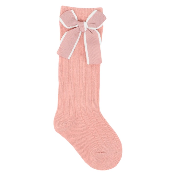 Дълги чорапи за момиче, 95% памук, панделка, NO2633, 2-3 години, розови