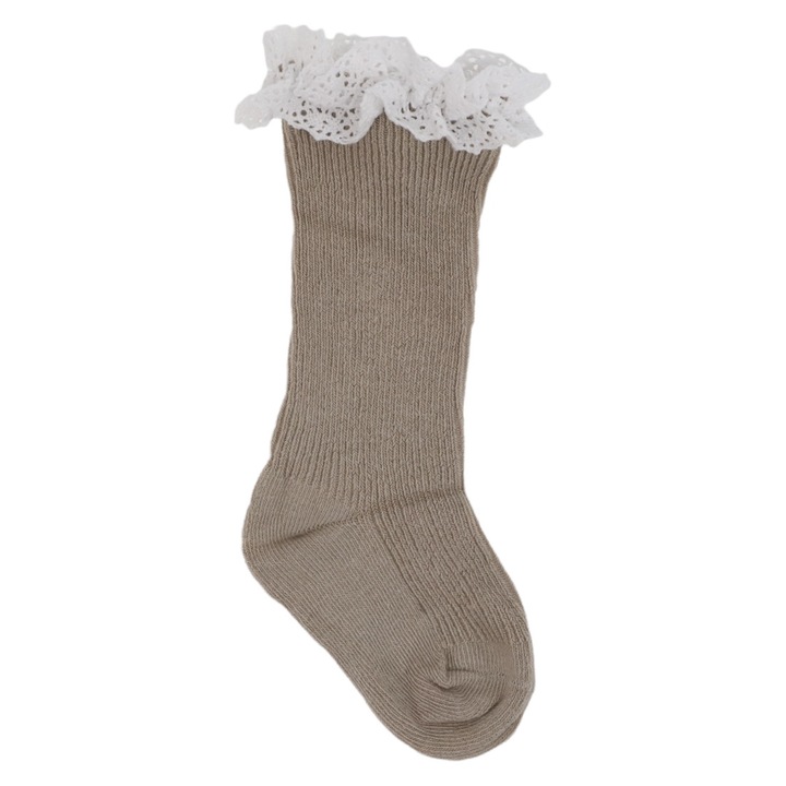 Детски чорапи, с дантела, 95% памук, NO9083, 6-9 месеца, бежови