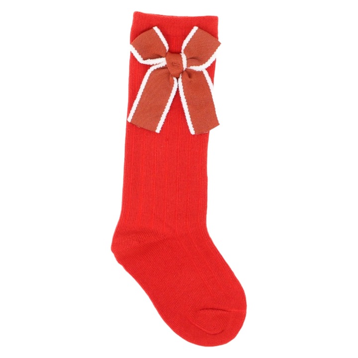Дълги чорапи за момиче, 95% памук, панделка, NO2633, 2-3 години, червени