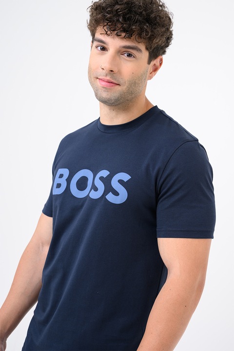 BOSS, Thinking normál fazonú póló gumis logóval, Tengerészkék