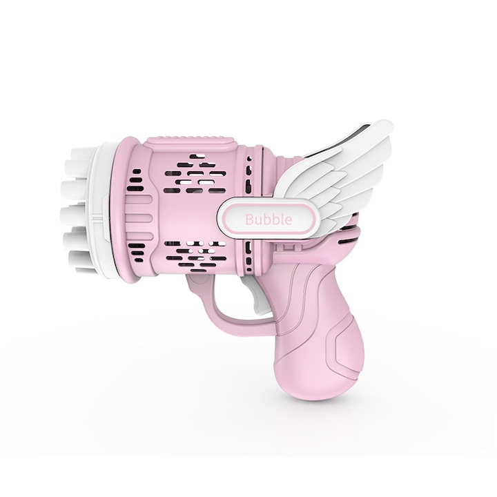 Пистолет за сапунени мехури, ABS, 16x15x8 см, Розов