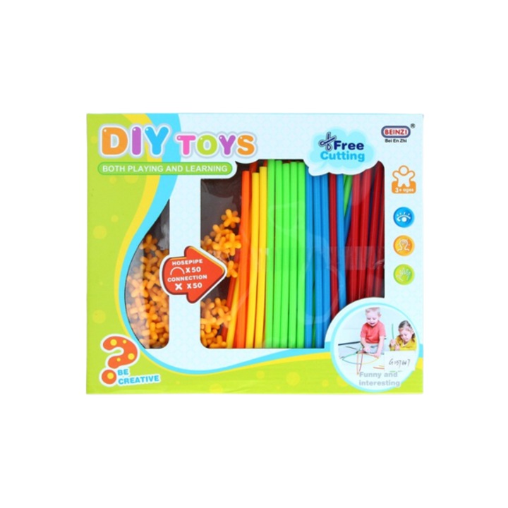 Set de constructie, bastoane, paie DIY TOYS - G137647, 100 piese