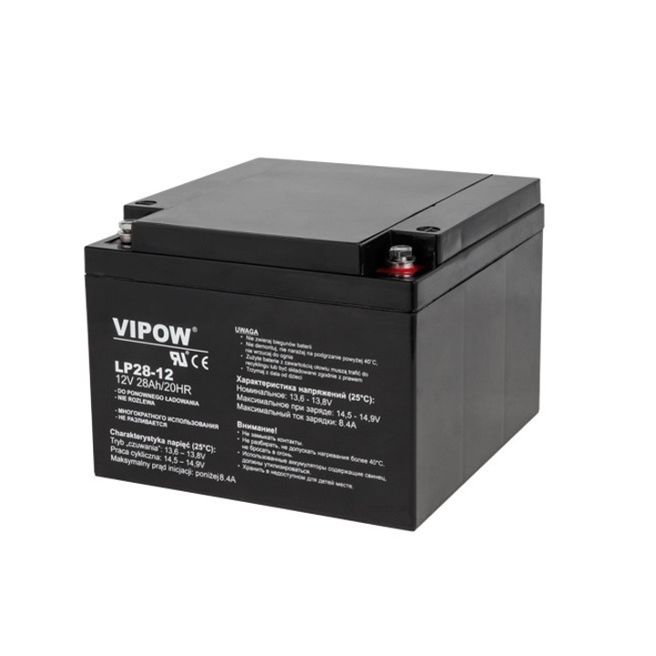 Стационарна оловно-киселинна батерия, 12v 28ah, Vipow