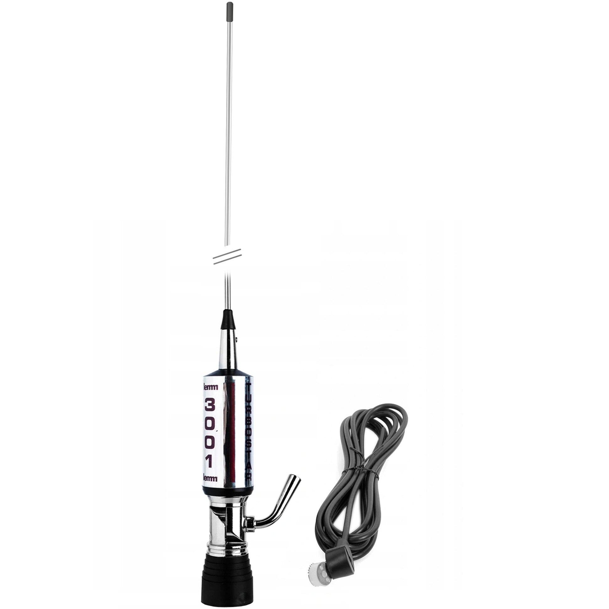 Antenna CB Lemm TurboStar Silver AT-3001-S – 200 Cm, Pieghevole, Made In Italy, Con Cavo RG58 E Connettore PL259