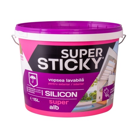 Vopsea superlavabila exterior, Super Sticky, alba, 1L