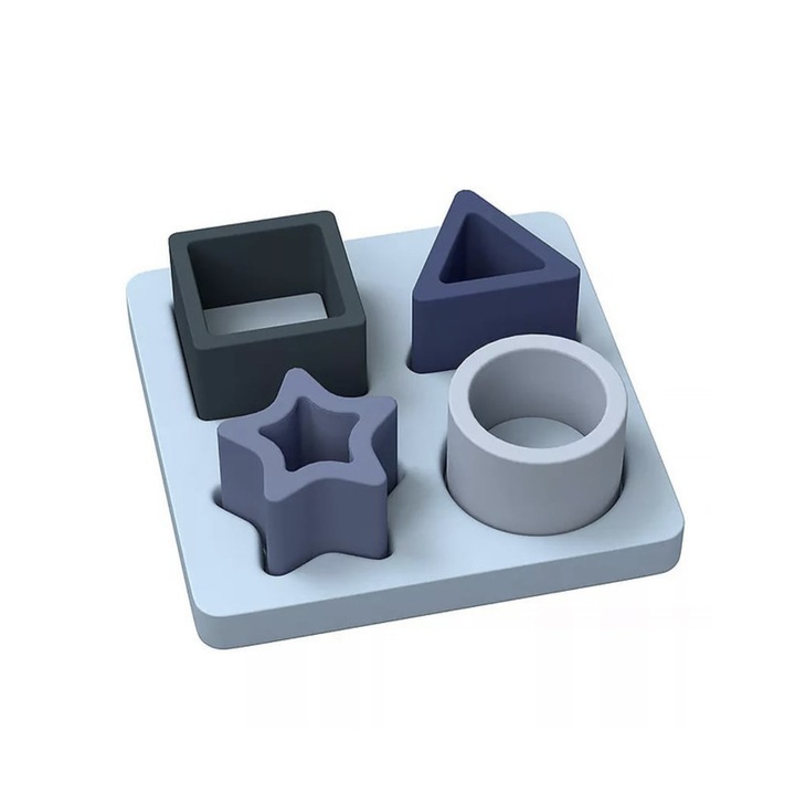 Oktatási játék válogató geometriai formák élelmiszer minőségű szilikonból, kék
