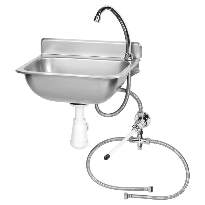 Chiuveta bucatarie inox, industriala - cu comanda pe genunchi, ⌀ 49 cm