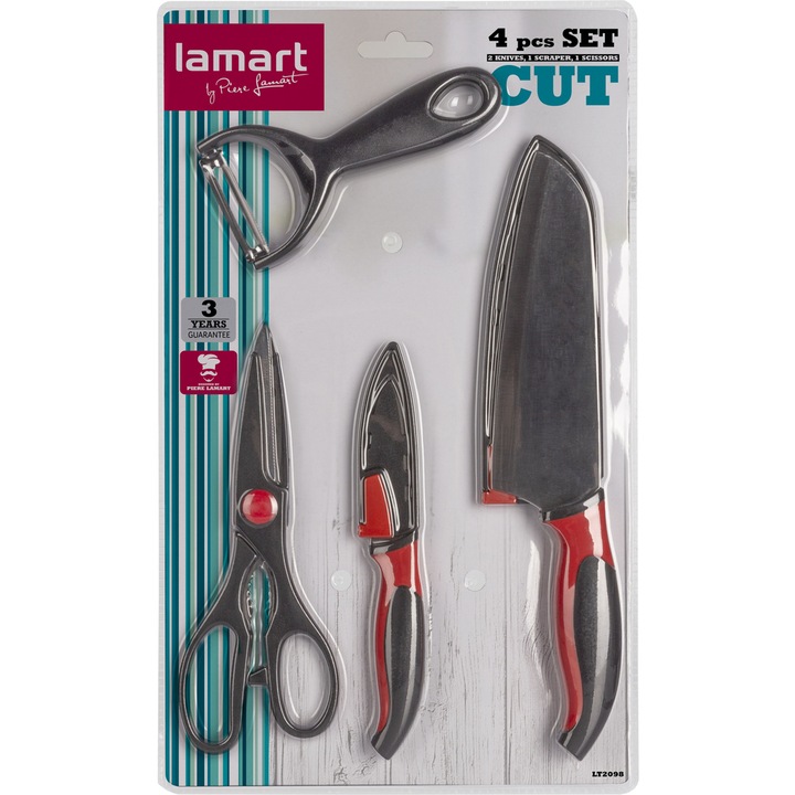 4 darabos készlet - 2 kés, olló és Lamart Cut hámozó