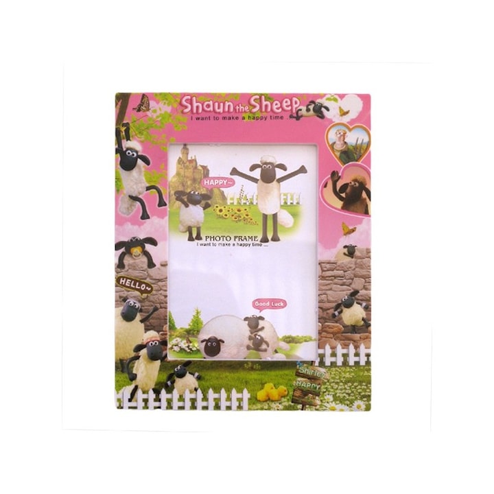 Rama din plastic decorata cu imagini cu personajul Shaun the Sheep, M2, 23x20 cm