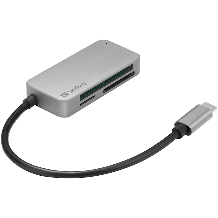 Четец на карти Sandberg 136 38, USB C microSD, SD, CF, сив