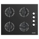 Plita incorporabila Hausberg HB-567NG, Gaz, 4 arzatoare, Sistem de siguranta GAZ, Material Sticla, Negru