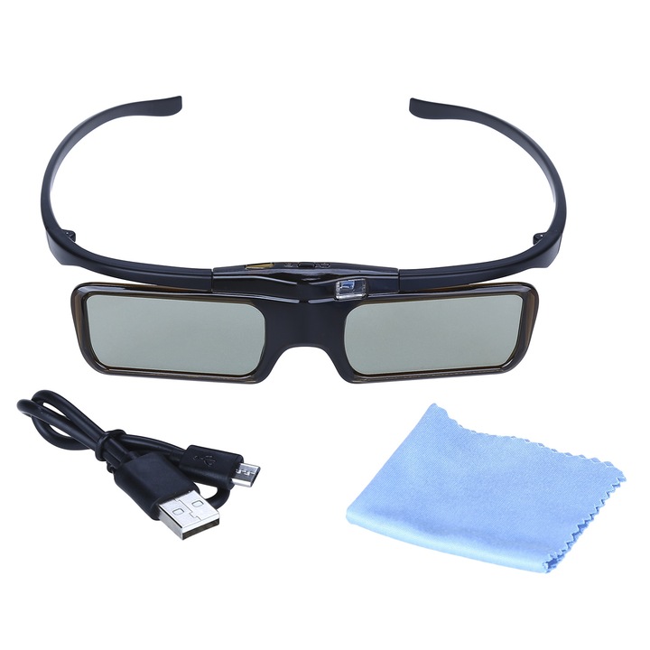 3D tévészemüveg, műanyag, aktív zár, DLP technológia, fekete