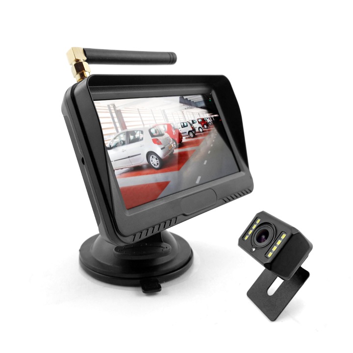 Безжичен комплект за обръщане, 4,3", HD, водо/прахоустойчив, 40 м, черен